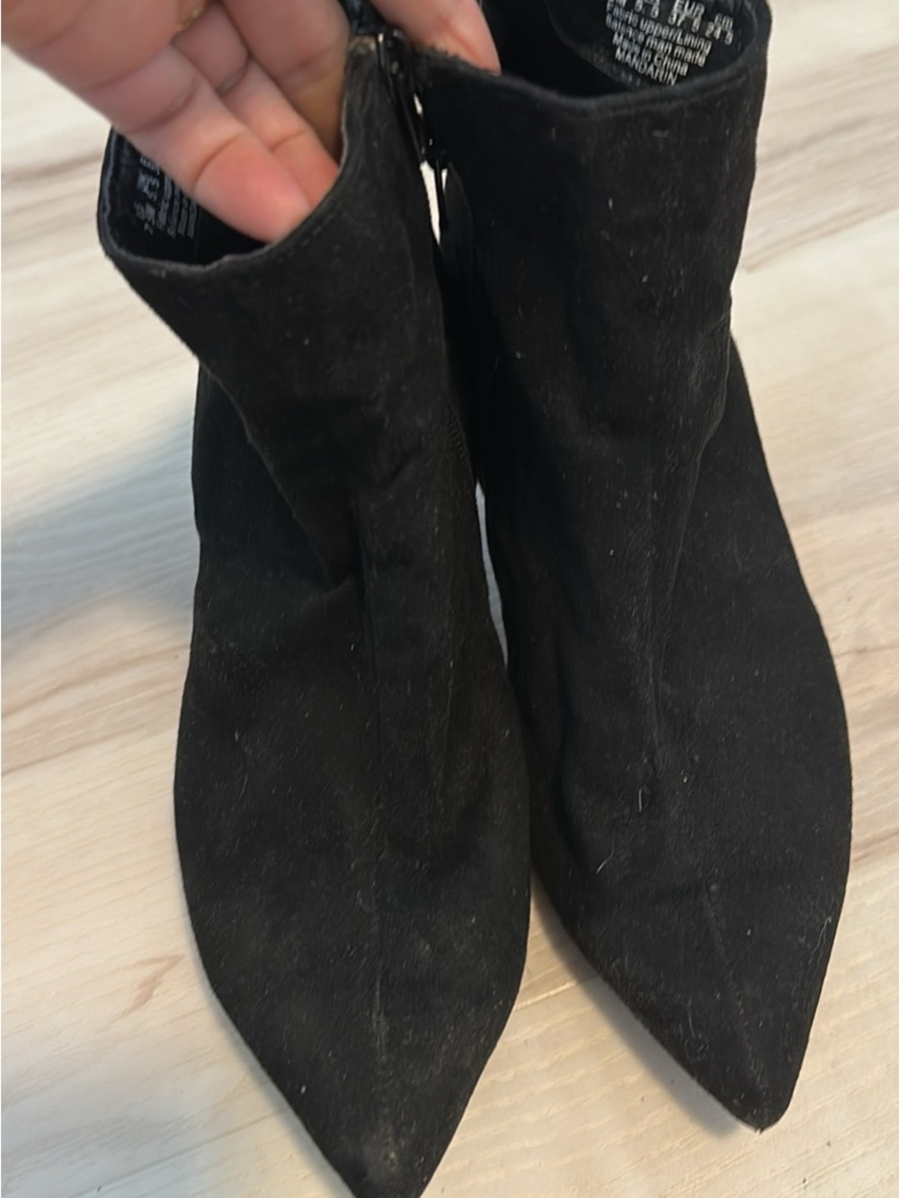 Carlos by Carlos Santana Black Suede Pointed Toe Ankle Booties
